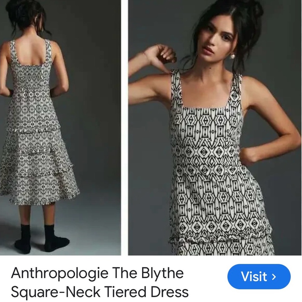 Anthropologie Black and White Tiered Midi Dress